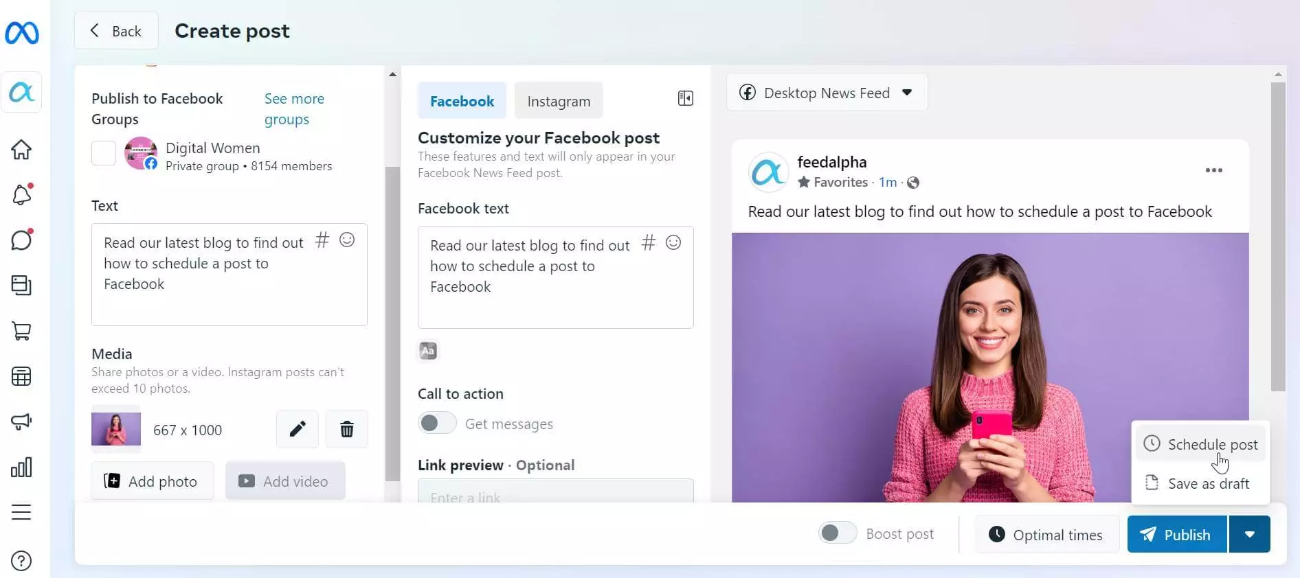 how to schedule a post in Meta Business Suite 6-2 schedule facebook post