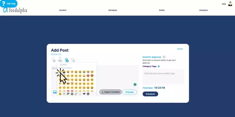 Add emojis to scheduled posts on feedalpha Add emojis to scheduled posts on feedalpha