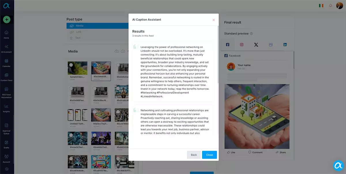 Ai Content Assistant Analytics Dashboard for Social Media