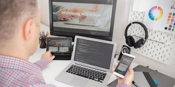 Web developer working on responsive web design project